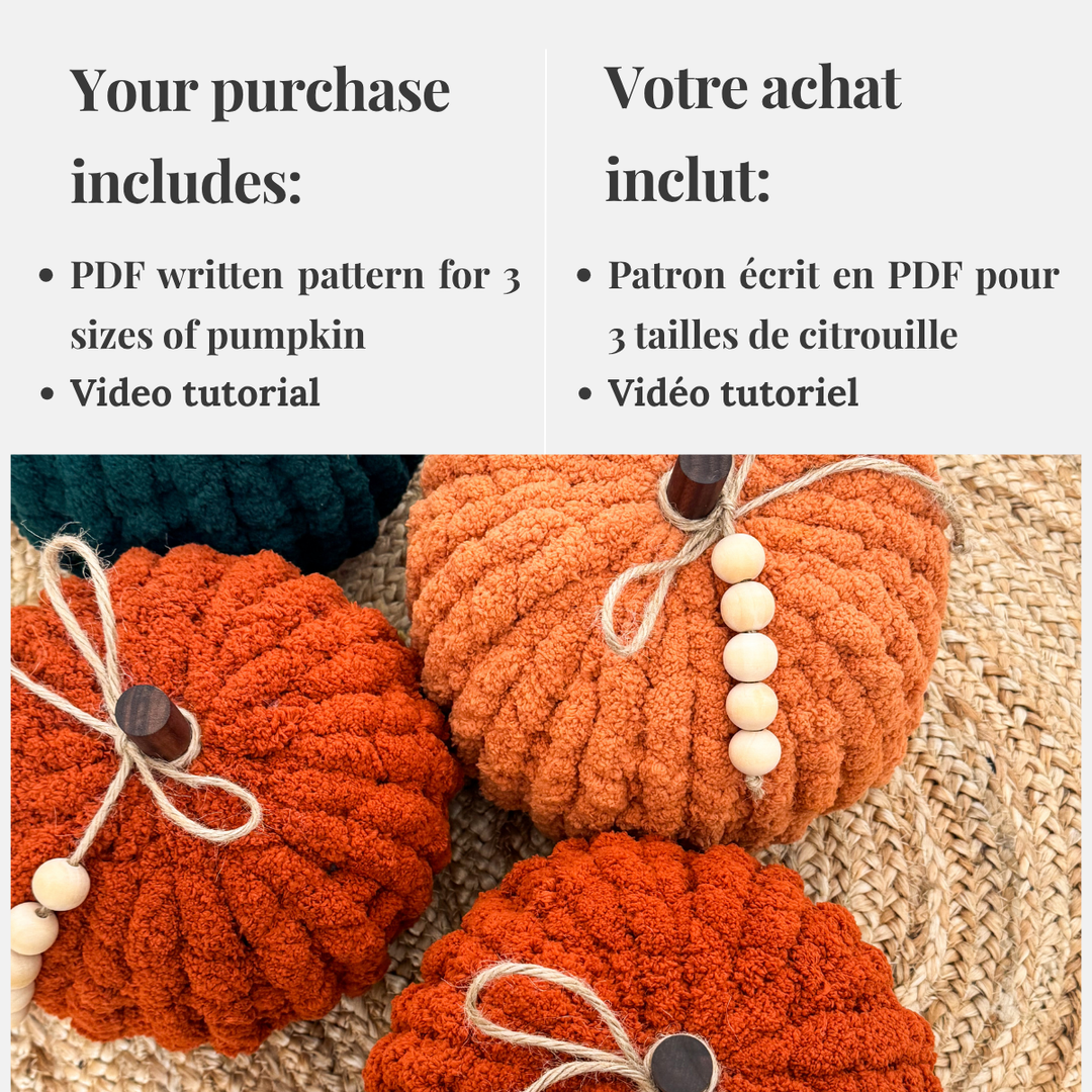 Hand-knitted pumpkin — PDF pattern + Video tutorial