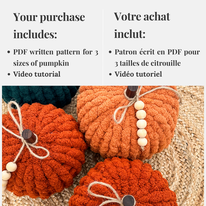 Hand-knitted pumpkin — PDF pattern + Video tutorial