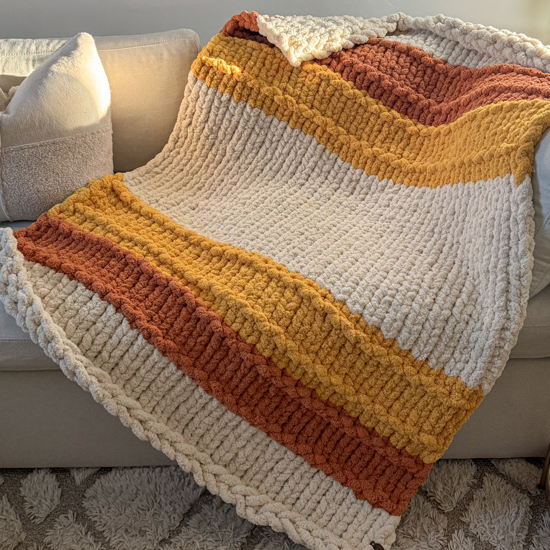 “Bohemian Trilogy” Blanket – Hand-knitted without needles