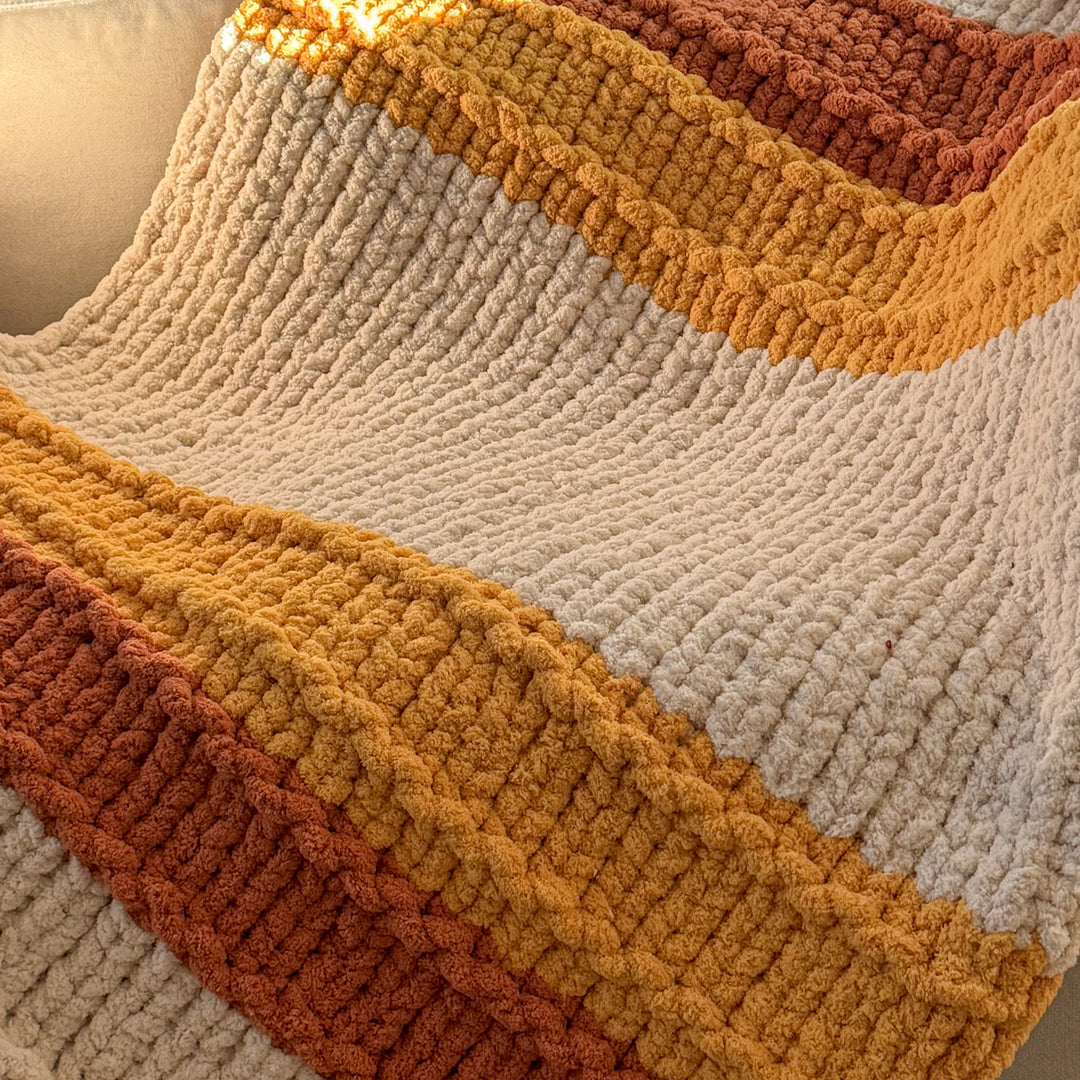 “Bohemian Trilogy” Blanket – Hand-knitted without needles