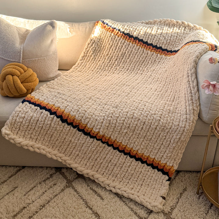 “Autumn Ray” Blanket – Hand-knitted without needles